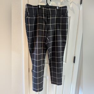 LOFT Women's Black Windowpane Pants